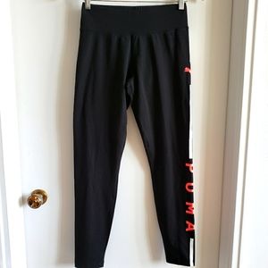 Puma Athletic Training Legging Black Peach Logo Right Leg Women Medium NWT